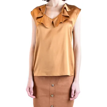 Saténová halenka bez rukávů Pinko Pinko hnědá | hořčicová 3492968