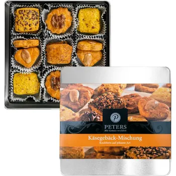 Slaná pochutina PETERS Směs sýrových sušenek v plechové dóze 155g