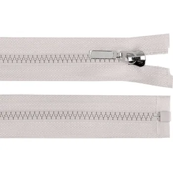 Zip Kostěný zip No 5 délka 70 cm s ozdobným jezdcem, malé, 310 šedobéžová