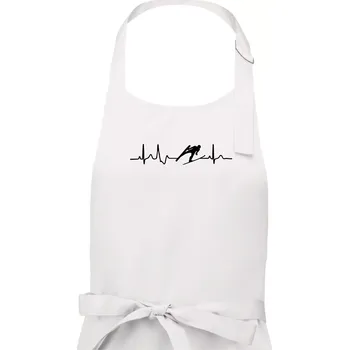 Kuchyňská zástěra EKG skoky na lyžích - Pánská zástěra na vaření - Univerzální velikost ( Bílá )