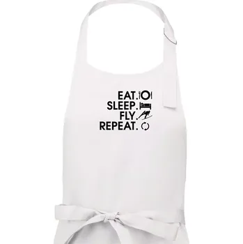 Kuchyňská zástěra Eat sleep fly repeat - skoky na lyžích - Pánská zástěra na vaření - Univerzální velikost ( Bílá )