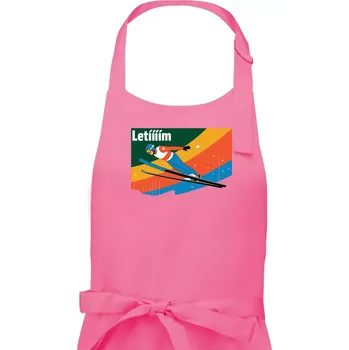 Kuchyňská zástěra Letííím Skokan na lyžích - Pánská zástěra na vaření - Univerzální velikost ( Růžová )