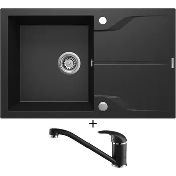 Granitový dřez Granitový dřez SET Deante ANDANTE ZQN G113 černá metalická + Aquastone AQ 2561 černá metalická