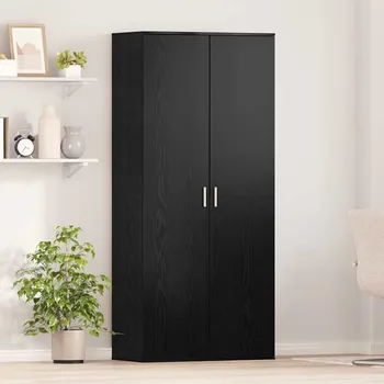 Botník Skříň s policí Černý dub 80 x 39 x 178 cm Kompozitní dřevo Černá 3365572