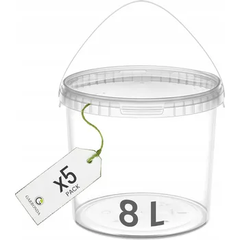 Dóza na potraviny Kbelík s víkem 8 L na potraviny průhledný SET 5 kusů