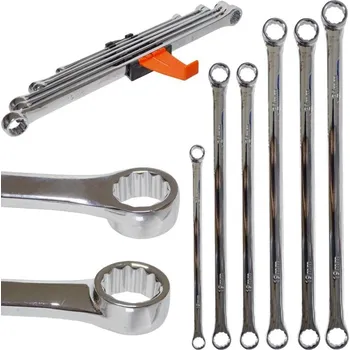 Autoklíč Dlouhé rovné očkové klíče pro napínáky 8-24 mm 6 ks Silver S11034