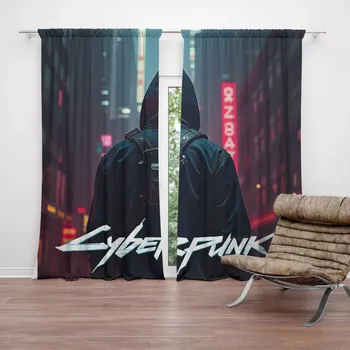 Závěs Sablio Závěs Cyberpunk 2077 Pohled do města: 2ks 140x250cm
