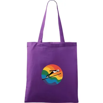 Skokan na lyžích v kruhu - Taška bavlněná - 42 x 38 cm ( Fialová )