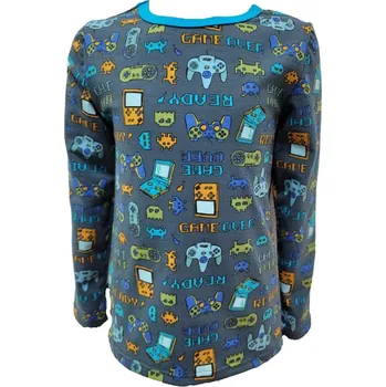 Chlapecké tričko Chlapecké tričko dlouhý rukáv - kouřově modré - games- doprodej 146