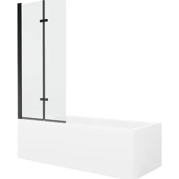 Vanová zástěna MEXEN/S - Cubik obdélníková vana 160 x 70 cm s panelem + vanová zástěna 80, transparent, černá 550316070X9208027000