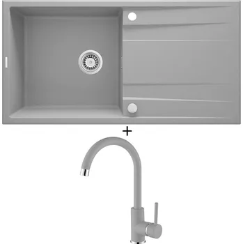 Granitový dřez Granitový dřez SET Deante ERIDAN ZQE S713 světle šedá + Aquastone AQ 5561 šedá