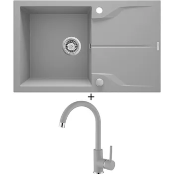 Granitový dřez Granitový dřez SET Deante ANDANTE ZQN S113 světle šedá + Aquastone AQ 5561 šedá