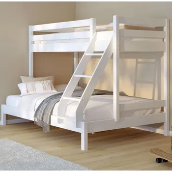 Dětská postel Dětská patrová postel z masivu s rozšířeným spodním lůžkem KUBA - 200x90/140 cm - bílá