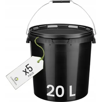 Dóza na potraviny Kbelík s víkem 20 L na potraviny, černý - SADA 5 kusů