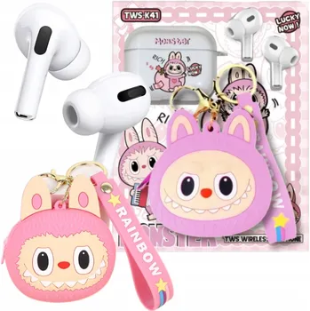 Sluchátka Sluchátka LABUBU Bezdrátová Sluchátka do Uší s Pouzdro Růžová Pro Děti Přívěsek Na Klíče