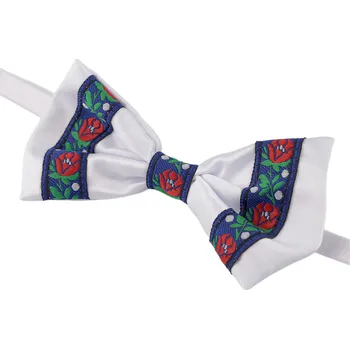 Motýlek Saténový motýlek folklor hand made, délka 12 cm, barva 1 bílá modrá