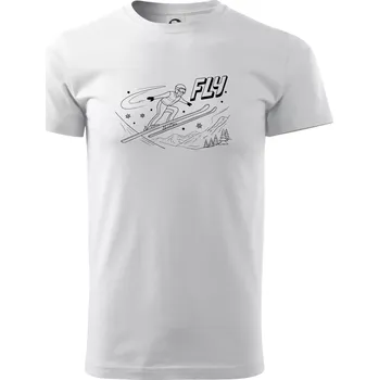 Pánské tričko Skokan na lyžích černý obrázek FLY - Triko extra velké (5-8XL) - 7XL ( Bílá )