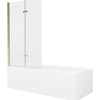 Vanová zástěna MEXEN/S - Vega obdélníková vana 150 x 70 cm s panelem + vanová zástěna 100, transparent, zlatá 550115070X9210025000