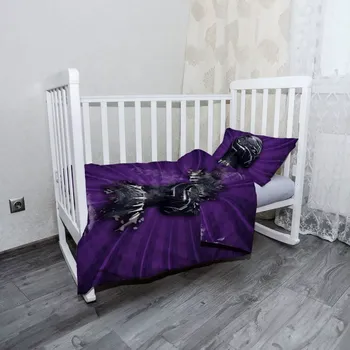 Povlečení Sablio Mikroplyšové dětské povlečení do postýlky BLACK PANTHER z profilu Fialový - 120x90 / 40x60