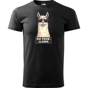 Sablio Tričko s potiskem No prob-llama - černé 2XL