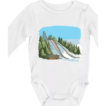 Dětská móda Obrázek skokanských můstků - Body kojenecké s dlouhým rukávem - Dlouhý r. do 3 měs ( Bílá )