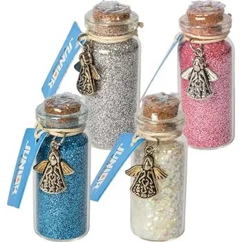 JUNIOR-ST Glitter ve skleněné lahvičce s přívěskem anděla (mix barev /cena 1ks)
