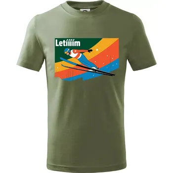 Chlapecké tričko Letííím Skokan na lyžích - Tričko dětské bavlněné - 122 cm/6 let ( Khaki )