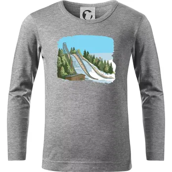 Chlapecké tričko Obrázek skokanských můstků - Triko dětské Long Sleeve - 122 cm/6 let ( Tmavě šedý melír )