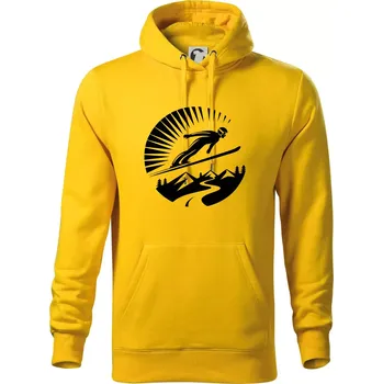 Pánská mikina Skokan černý v kruhu - Mikina pánská Cape s kapucí - 3XL ( Žlutá )