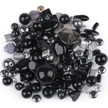 Dětské navlékací korálky Skleněné korálky ramš mačkanice 2. jakost, barva 2 černá