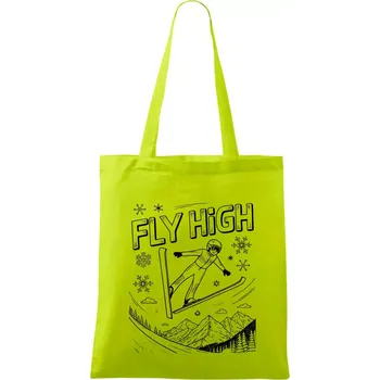 Černobílý skokan fly high - Taška bavlněná - 42 x 38 cm ( Limetková )