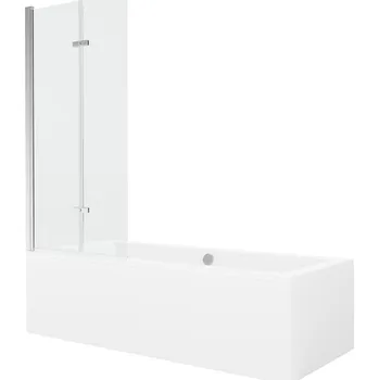 Vanová zástěna MEXEN/S - Cube obdélníková vana 170 x 80 cm s panelem + vanová zástěna 80, transparent, chrom 550517080X9208020100