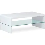 Konferenční stolek, MDF vysoký lesk bílý / čiré sklo