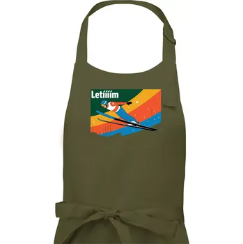 Kuchyňská zástěra Letííím Skokan na lyžích - Pánská zástěra na vaření - Univerzální velikost ( Khaki )