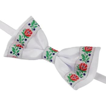 Motýlek Saténový motýlek folklor hand made, délka 12 cm, barva 2 bílá bílá