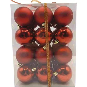Vánoční dekorace Vánoční ozdoby plastové Lafiora Ø 6 cm červené 36 ks