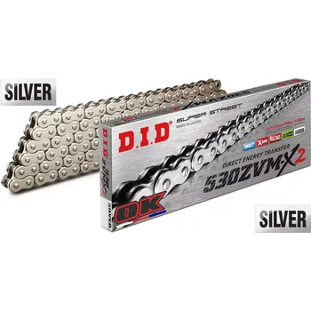 Řetězová sada pro motocykl D.I.D (Japonsko) Řetěz DID 530ZVM-X2 - SILVER - X-ring - 108 článků
