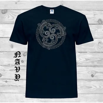 Pánské tričko panske-levne-bavlnene-tricko-potisk-keltske-jesterky Barva: Navy - tmavě modrá, velikost: S