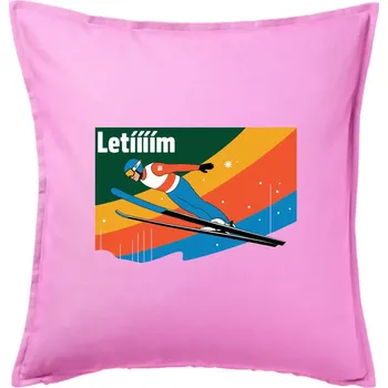Polštář Letííím Skokan na lyžích - Polštář 50x50 - 50x50 - Pouze potah ( Růžová )