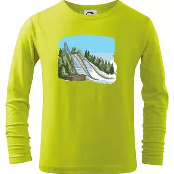 Chlapecké oblečení Obrázek skokanských můstků - Triko dětské Long Sleeve - 104-110cm / 3-4 roky ( Limetková )