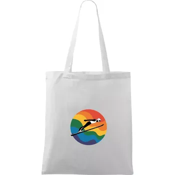 Skokan na lyžích v kruhu - Taška bavlněná - 42 x 38 cm ( Bílá )