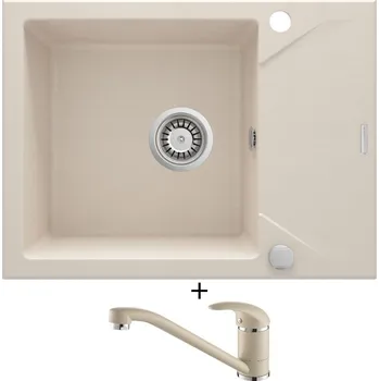 Granitový dřez Granitový dřez SET Deante EVORA ZQJ 511A béžová + Aquastone AQ 2561 béžová