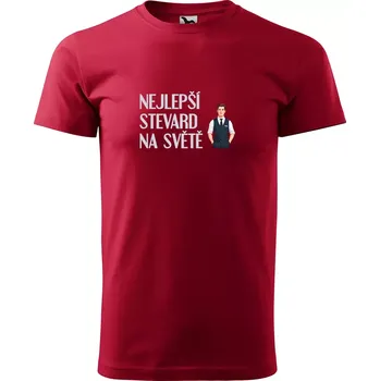 Pánské tričko Sablio Tričko s potiskem Nejlepší stevard na světě - červené 2XL