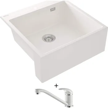 Granitový dřez Granitový dřez SET Deante ERIDAN ZQE A10K bílá + Aquastone AQ 2561 bílá