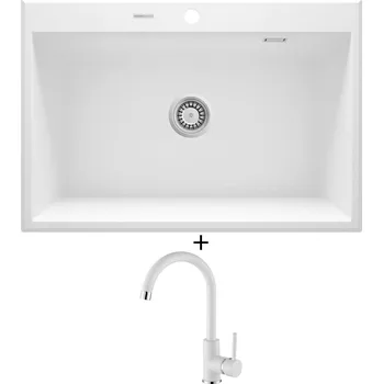 Granitový dřez Granitový dřez SET Deante ERIDAN ZQE A103 bílá + Aquastone AQ 5561 bílá