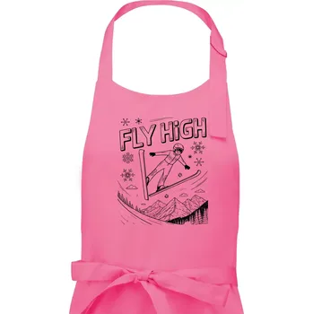 Kuchyňská zástěra Černobílý skokan fly high - Dámská zástěra na vaření - Univerzální velikost ( Růžová )