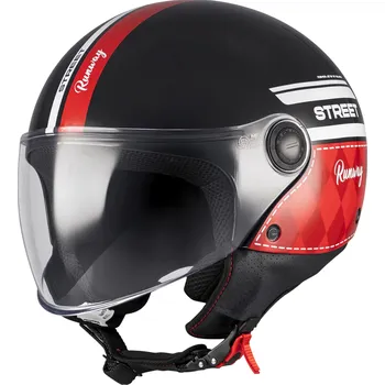 Helma na motorku MT Helmets Otevřená helma na motorku MT Street S Runway B5 černo-červená XL