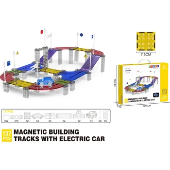 ostatní stavebnice Mamido Magnetická stavebnice závodní dráha s elektrickým autíčkem 137 dílů MT1465