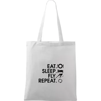 Eat sleep fly repeat - skoky na lyžích - Taška bavlněná - 42 x 38 cm ( Bílá )