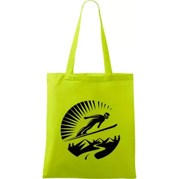 Skokan černý v kruhu - Taška bavlněná - 42 x 38 cm ( Limetková )